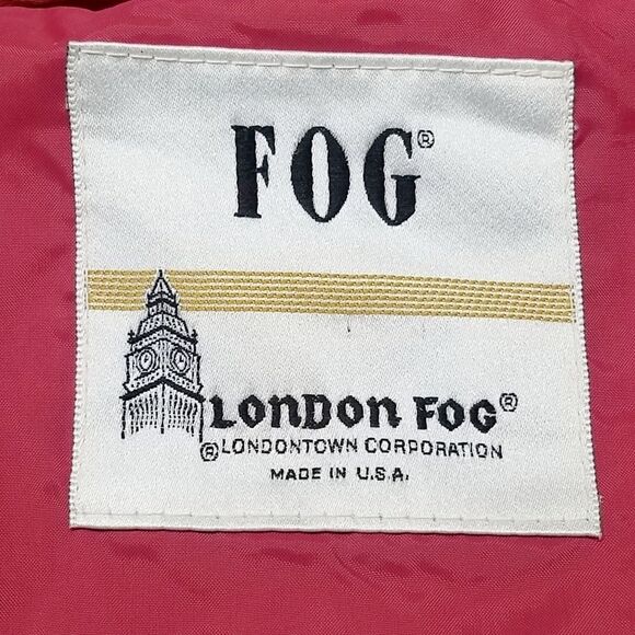 Rare Vintage 70s London Fog Red Taffeta Double Breasted Notched Collar Raincoat - Picture 15 of 16